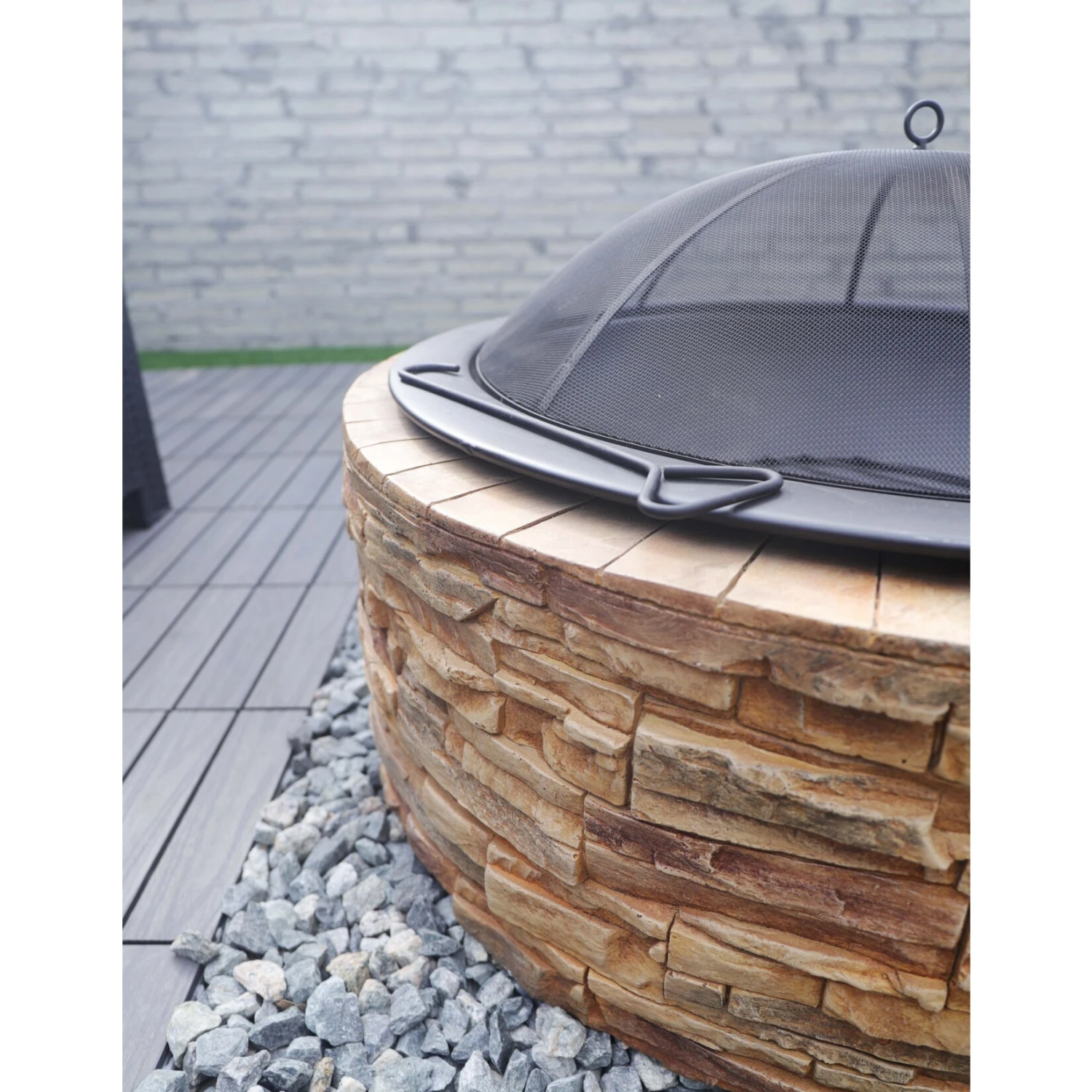 Westmann Feuerstelle Steinoptik Mit Abfanggitter – Bild 4